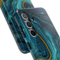 Blue and Gold Marble Tough Phone Case
