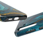 Blue and Gold Marble Tough Phone Case