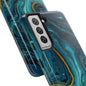 Blue and Gold Marble Tough Phone Case