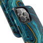 Blue and Gold Marble Tough Phone Case