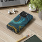 Blue and Gold Marble Tough Phone Case