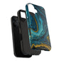 Blue and Gold Marble Tough Phone Case