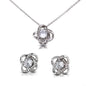 I Love You - Grateful - Love Knot Earring & Necklace Set 14k white gold over stainless steel