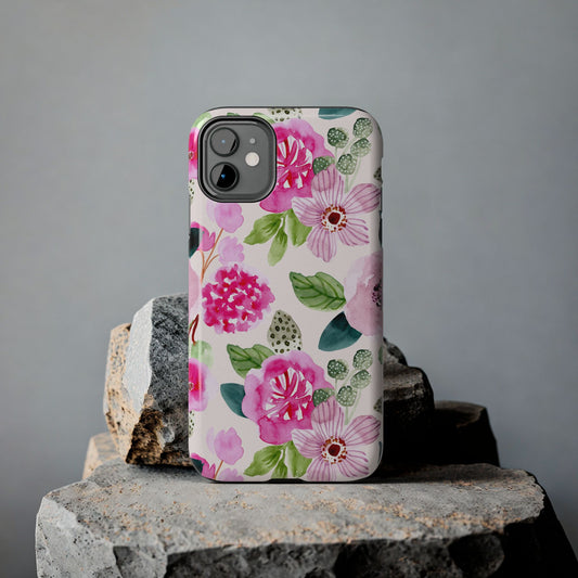 Pink Floral Tough Phone Case - Durable Phone Protection for Faith-Focused Individuals