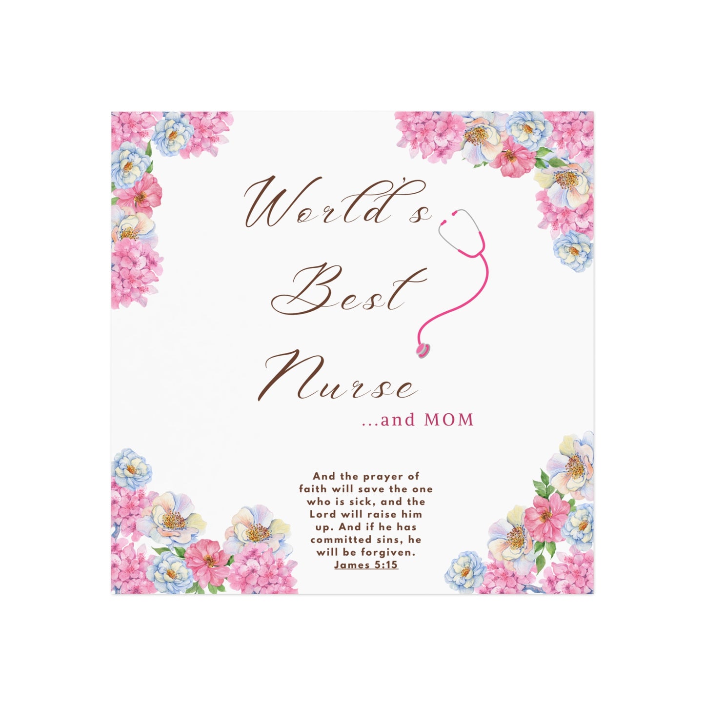World's Best Nurse Square Magnet, Gifts for Nurses, Floral Nurse Decor, Mom Magnet, Inspirational Magnet