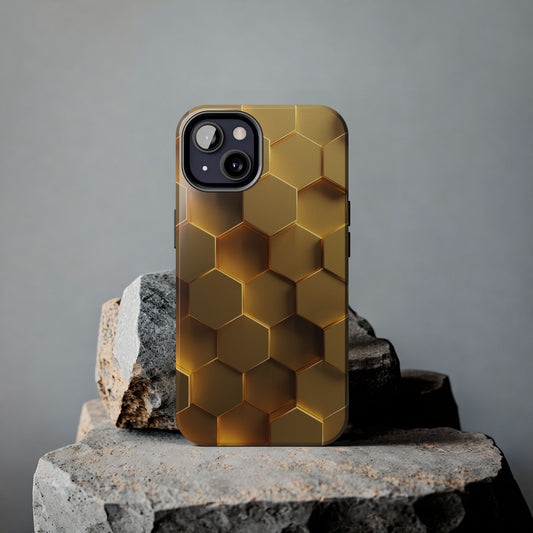 Gold Hexagon Tough Phone Case - Durable Protection with a Luxe Gold Finish