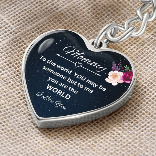 Mommy You are the World - Graphic Heart Keychain