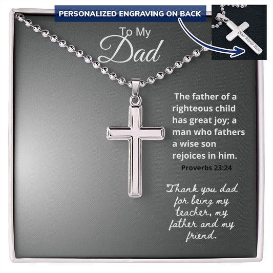 To My Dad - My Friend - Personalized Cross Necklace