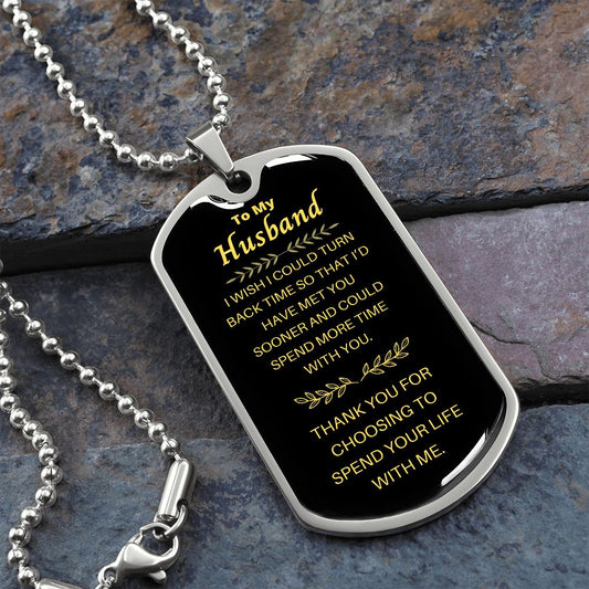 To My Husband - Thank You - Dog Tag - Military Ball Chain