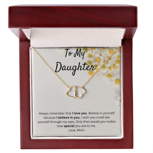 To My Daughter - Through My Eyes - Connected Hearts Necklace - 10K Solid Gold