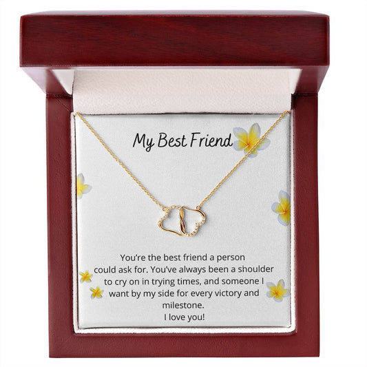 To My Best Friend - Victory - Connected 10K Solid Yellow Gold Hearts