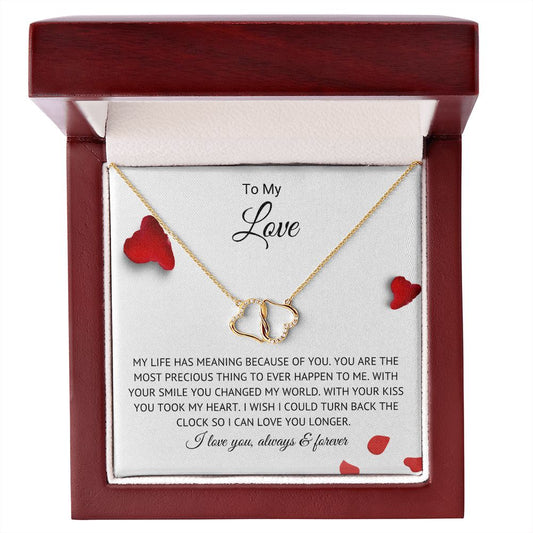 To My Love - My World - Connected 10K Solid Yellow Gold Hearts