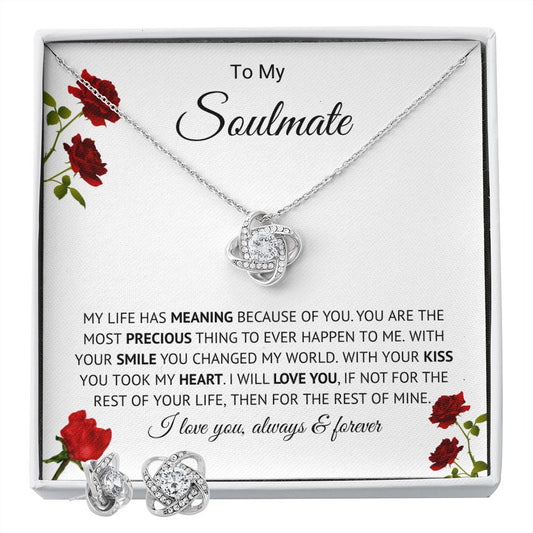 To My Soulmate - Precious - Love Knot Earring & Necklace Set