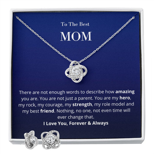 To The Best Mom - Friend - Love Knot Earring & Necklace Set