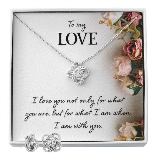 To My Love - I Love You -  Love Knot Earring & Necklace Set