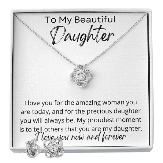 To My Beautiful Daughter - Amazing Woman - Love Knot Gift Set