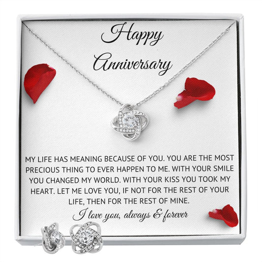 Happy Anniversary - Precious - Love Knot Earring & Necklace Set