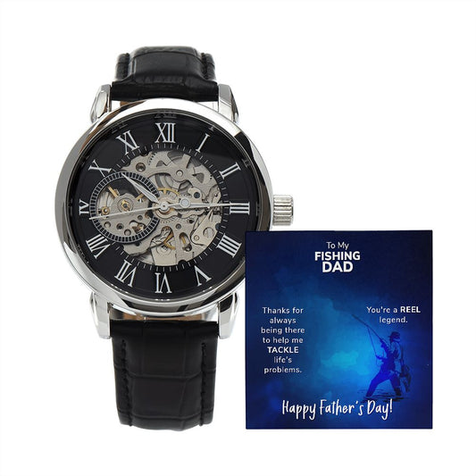 To My Fishing Dad Men's Openwork Watch