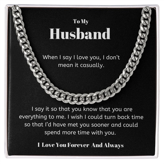 To My Husband - Thank You - Cuban Link Chain