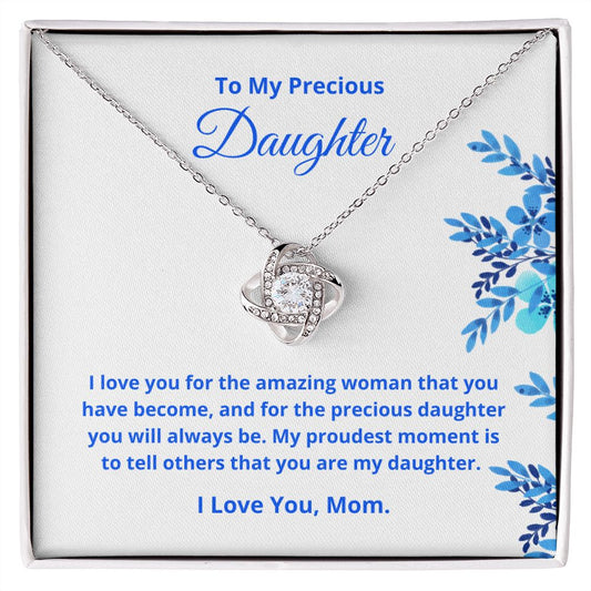 To My Precious Daughter - Love Knot Necklace