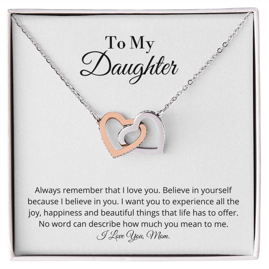 To My Daughter - Joy - Interlocking Hearts Necklace