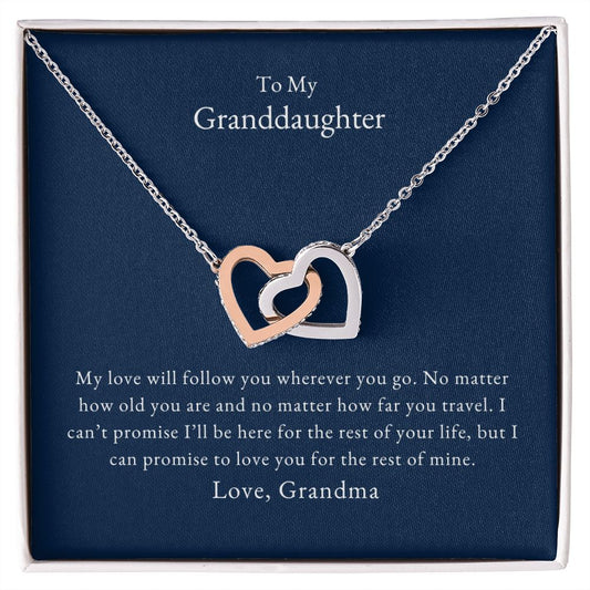 To My Granddaughter - I Promise - Interlocking Hearts Necklace