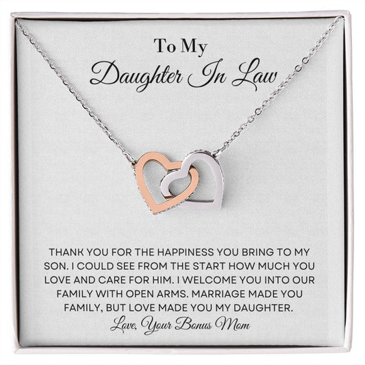 To My Daughter In Law - Interlocking Hearts Necklace